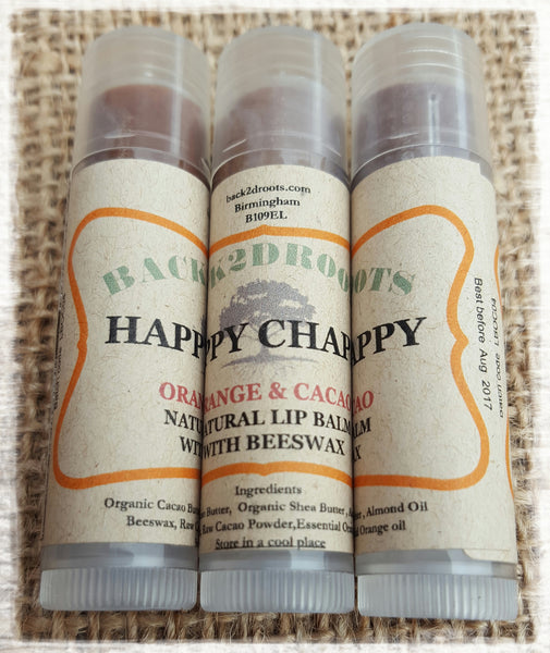 Happy Chap  Organic Lip Balm  Orange & Cacao - skincare - Back2dRoots 