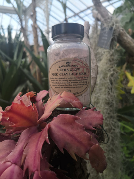 Ultra glow Pink clay face mask 60g - skincare - Back2dRoots 