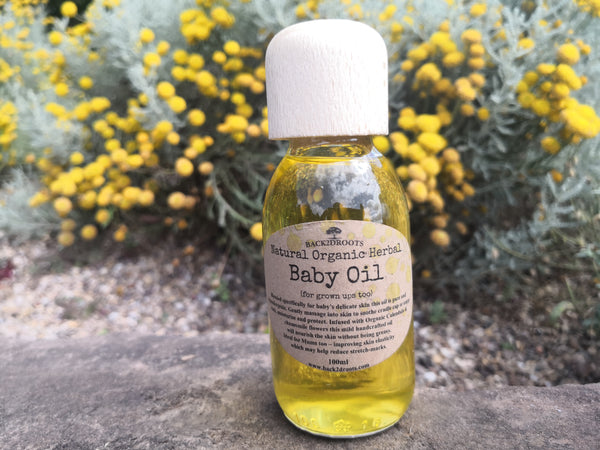 Natural Organic Baby Oil - skincare - Back2dRoots 