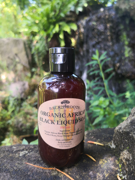 Organic African Black Liquid Soap 100ml - skincare - Back2dRoots 