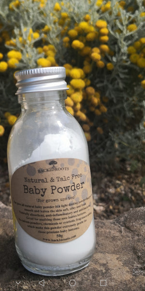 Natural Baby powder (talc free) - skincare - Back2dRoots 