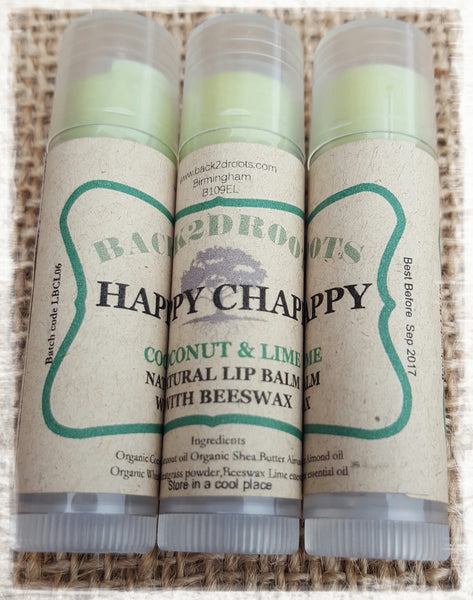 Happy Chap Organic Lip Balm  Coconut & Lime - skincare - Back2dRoots 