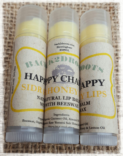 Happy Chap Organic Lip Balm  Yemeni Sidr Honey & Lemon - skincare - Back2dRoots 